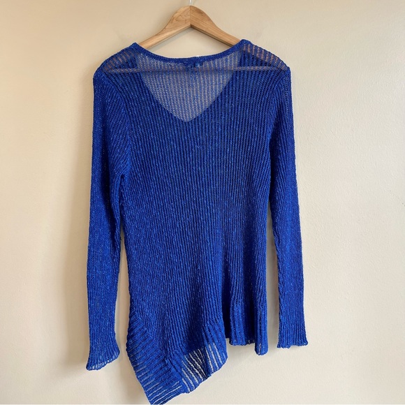 EILEEN FISHER v-neck sweater size small asymmetrical hemline with split - Picture 5 of 6